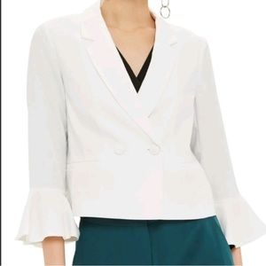 Topshop Ivory Frill Sleeve Blazer Jacket - US Size 2/ UK Size 6